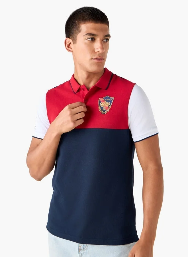 Splash FAV Embroidered Colourblock Polo T-shirt